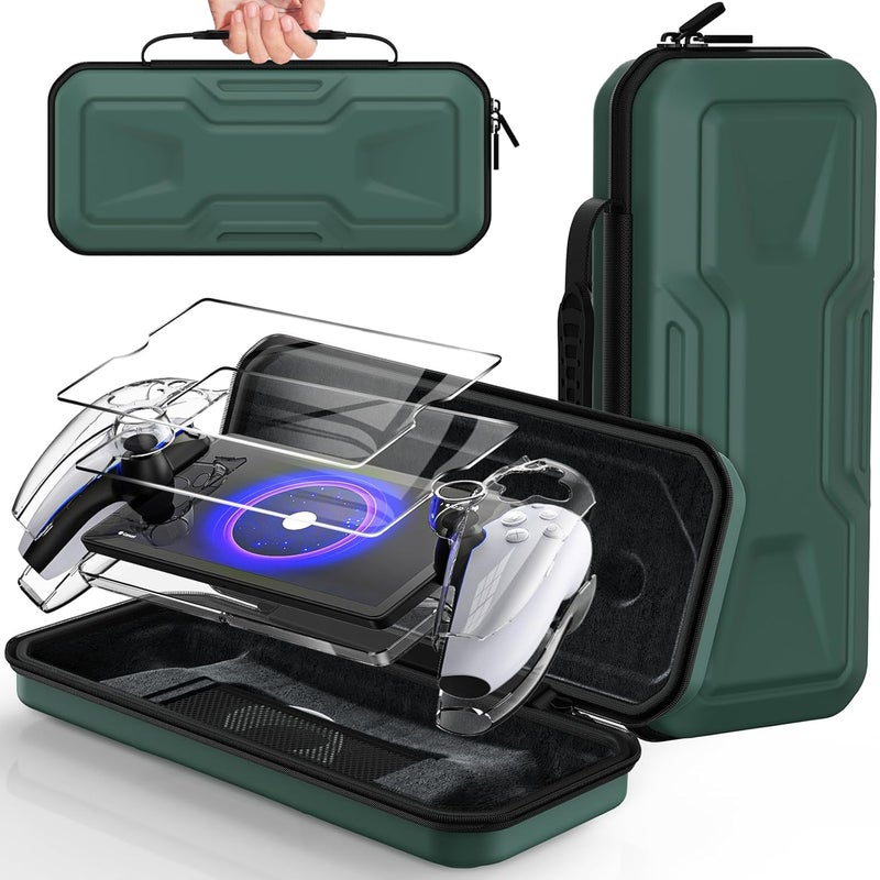 FYOUNG 3 in 1 Accessories Bundle for Playstation Portal, Carrying Case & Hard PC Clear Cover Set with Screen Protector, Protective Shell Portable Travel Handbag for PS5 Portal Remote Player - Image 1